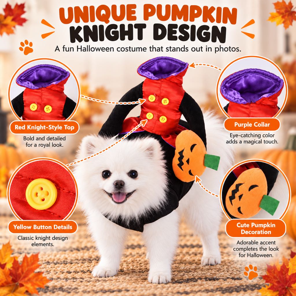 Pumpkin Knight Dog Costume – Rider Style Halloween