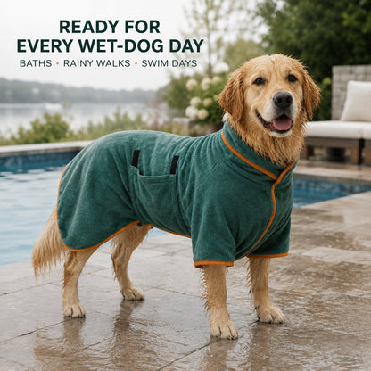 Quick-Dry Microfiber Dog Bathrobe – Less Wet-Dog Mess