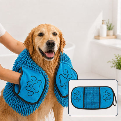Quick-Dry Chenille Pet Towel Mitt – Dries Wet Fur Fast