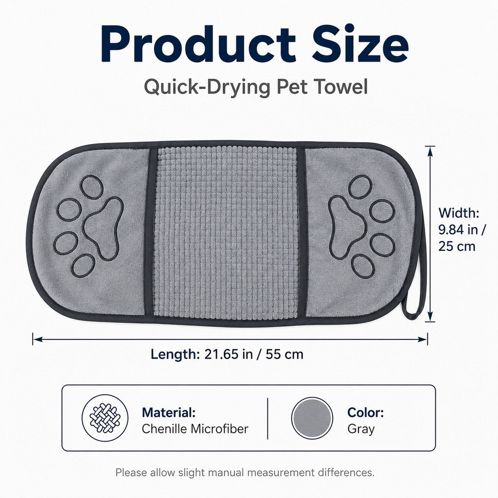 Quick-Dry Chenille Pet Towel Mitt – Dries Wet Fur Fast