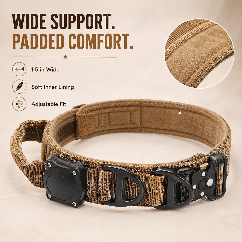 AirTag Tactical Dog Collar – Control Handle Grip