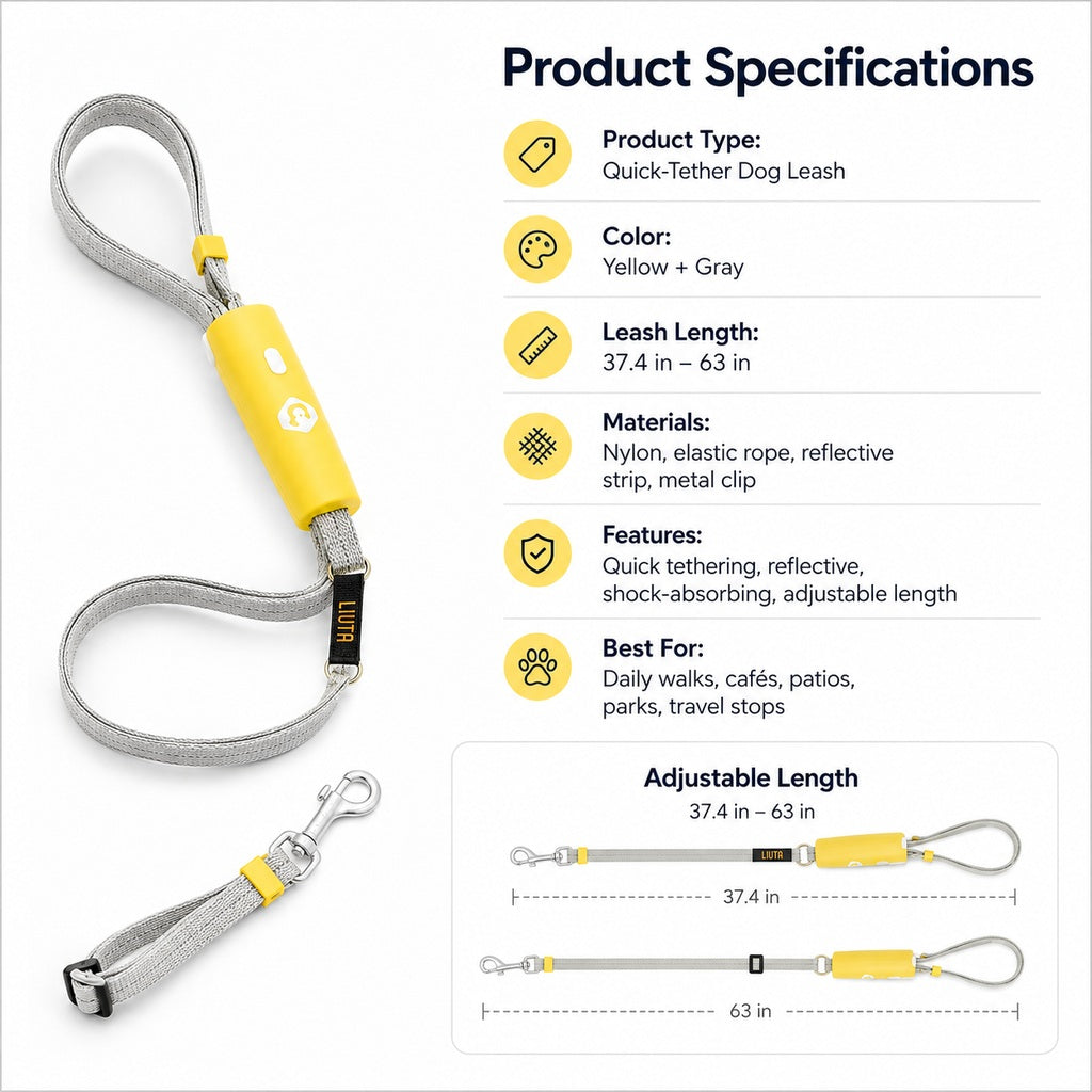Quick-Tether Dog Leash – Hands-Free at Cafes & Parks
