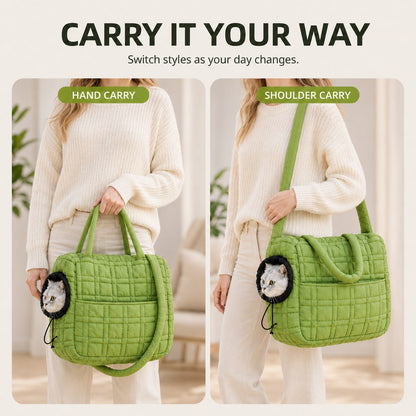 Quilted Pet Carrier Tote – Hand & Shoulder Carry