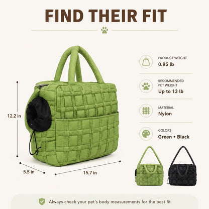 Quilted Pet Carrier Tote – Hand & Shoulder Carry