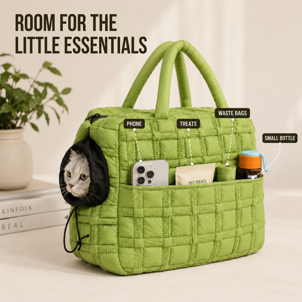 Quilted Pet Carrier Tote – Hand & Shoulder Carry