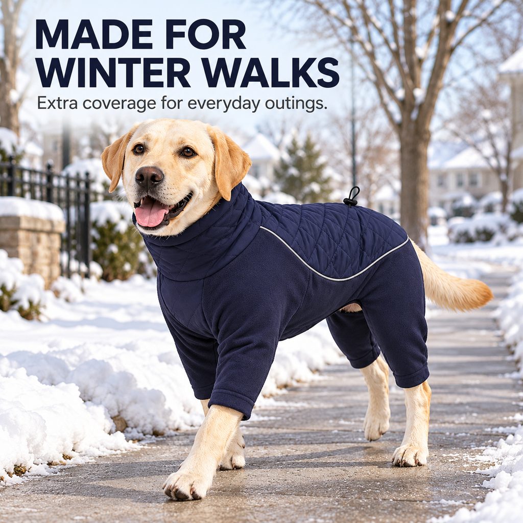 Four-Leg Winter Dog Snowsuit – Full-Body Warmth