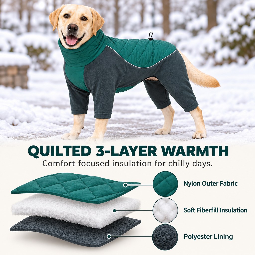 Four-Leg Winter Dog Snowsuit – Full-Body Warmth