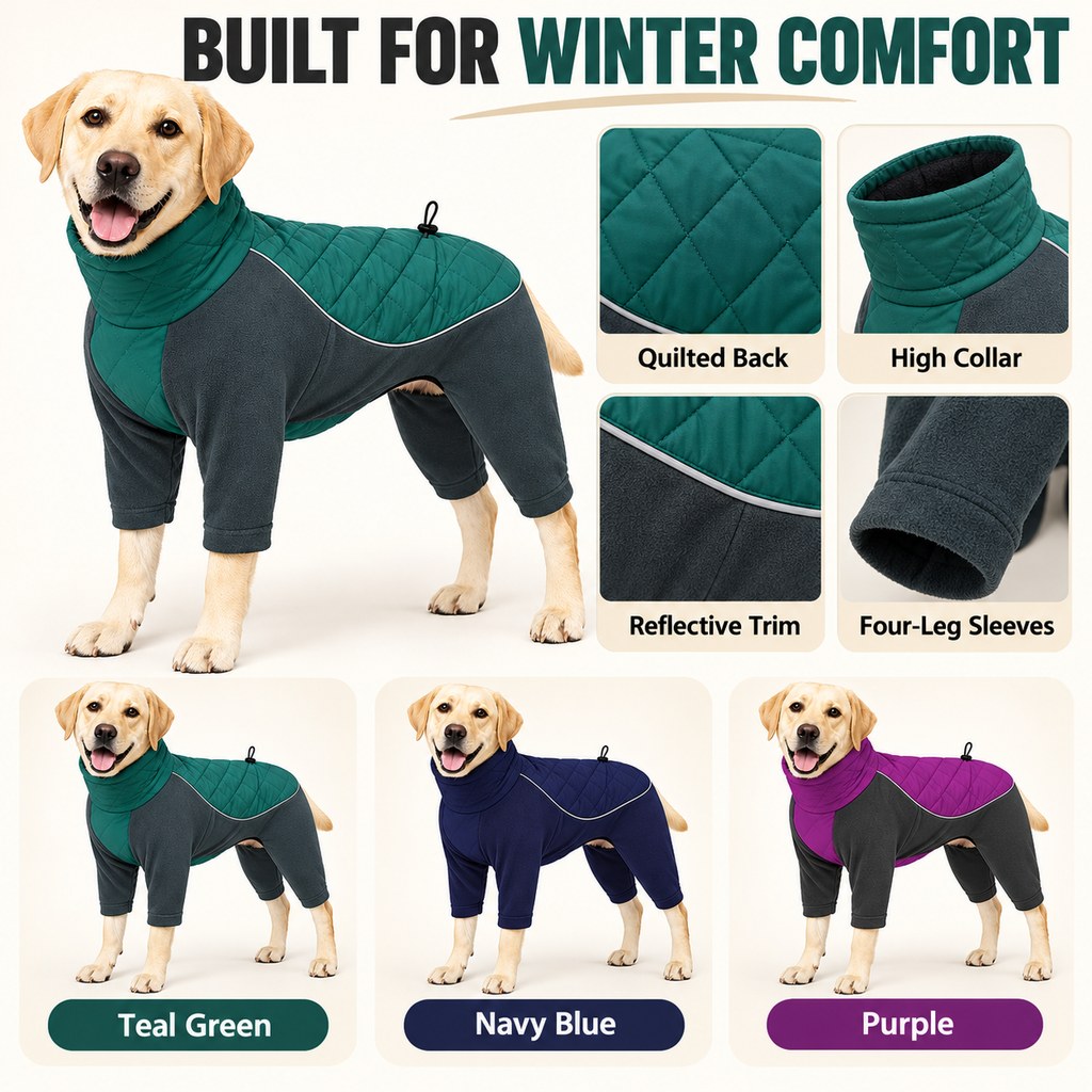 Four-Leg Winter Dog Snowsuit – Full-Body Warmth