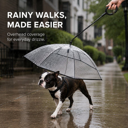 Clear Dog Umbrella with Leash – Dry Rainy Walks
