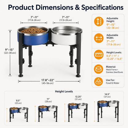Adjustable Raised Dog Bowl Stand – No-Bend Meals