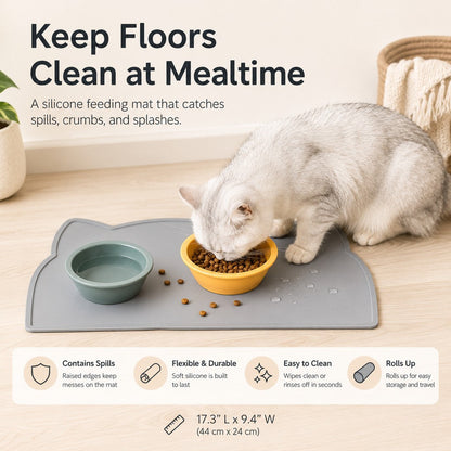 Raised-Edge Silicone Feeding Mat – Clean Floors at Mealtime
