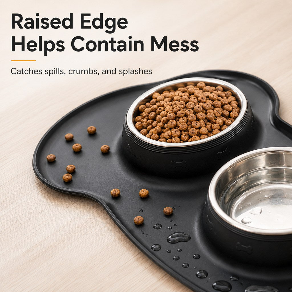 Spill-Proof Dual Pet Bowl – Mess-Free Food & Water