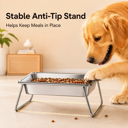 Elevated Stainless Steel Pet Bowl – Anti-Tip Stand