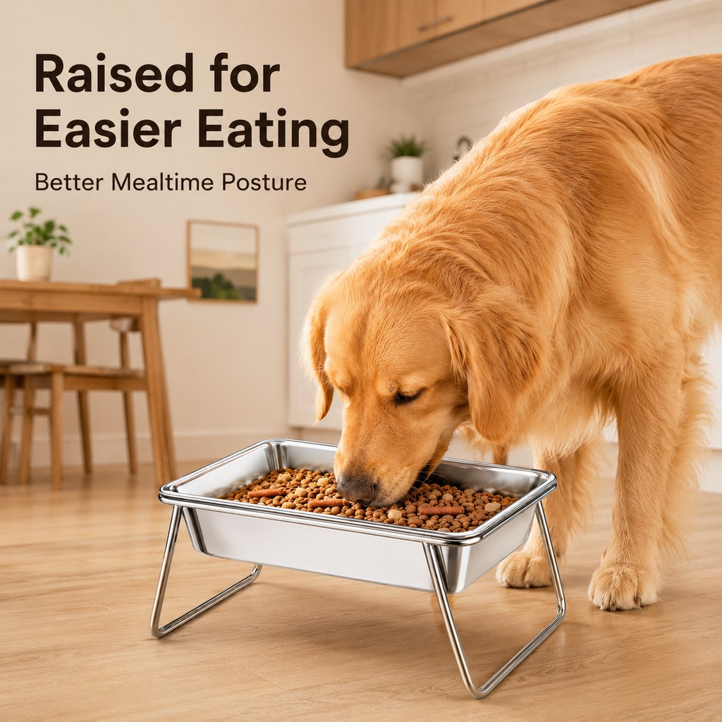 Elevated Stainless Steel Pet Bowl – Anti-Tip Stand