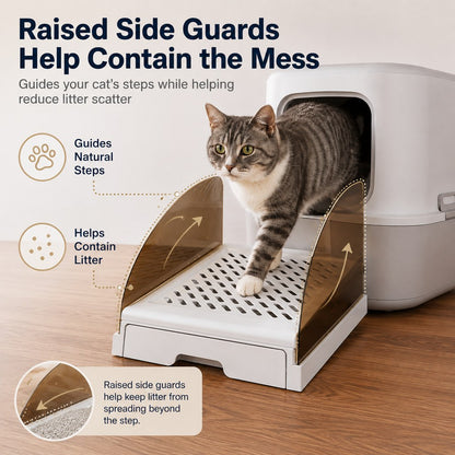 Cat Litter Box Step – Pull-Out Tray, Cleaner Floors