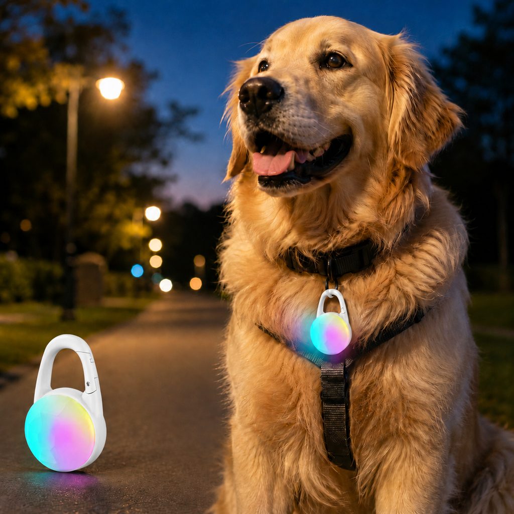 Clip-On LED Dog Safety Light – Rechargeable Night Glow