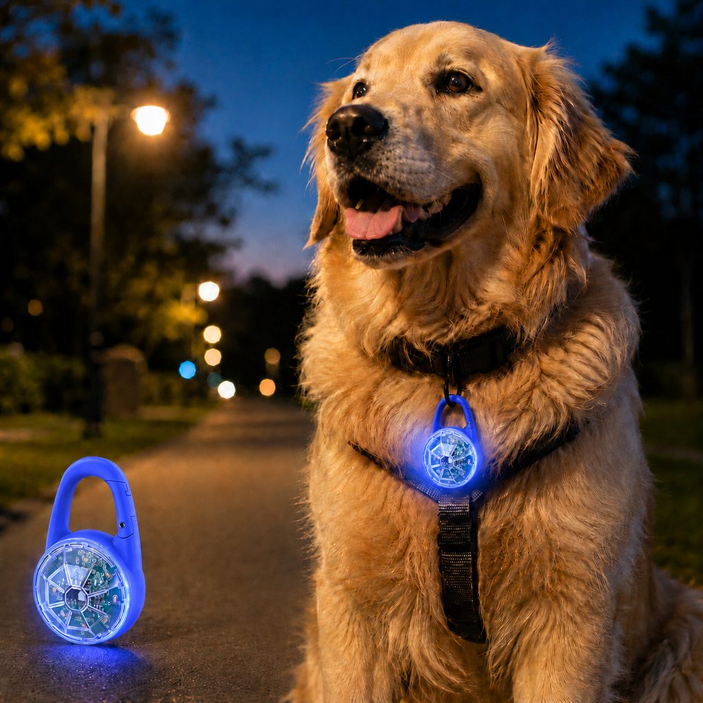 Clip-On LED Dog Safety Light – Rechargeable Night Glow