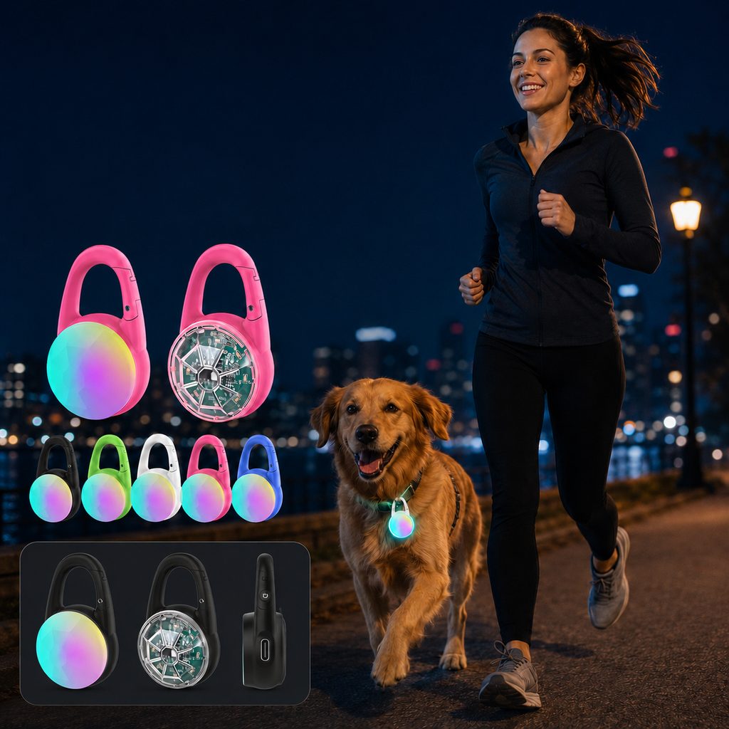 Clip-On LED Dog Safety Light – Rechargeable Night Glow
