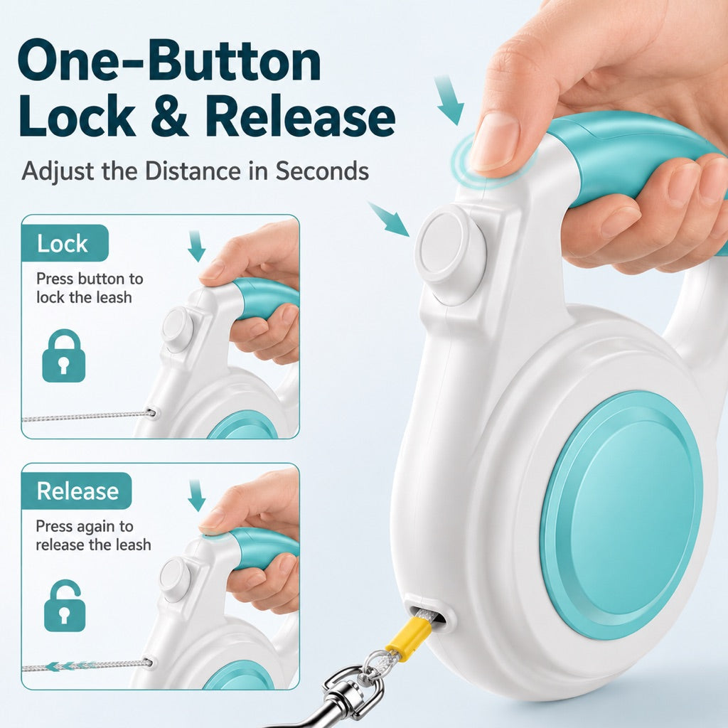 Light-Up Retractable Dog Leash – Rechargeable & Visible