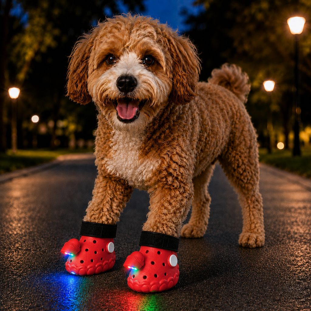 Step-Activated RGB Dog Boots – Light-Up Night Walks