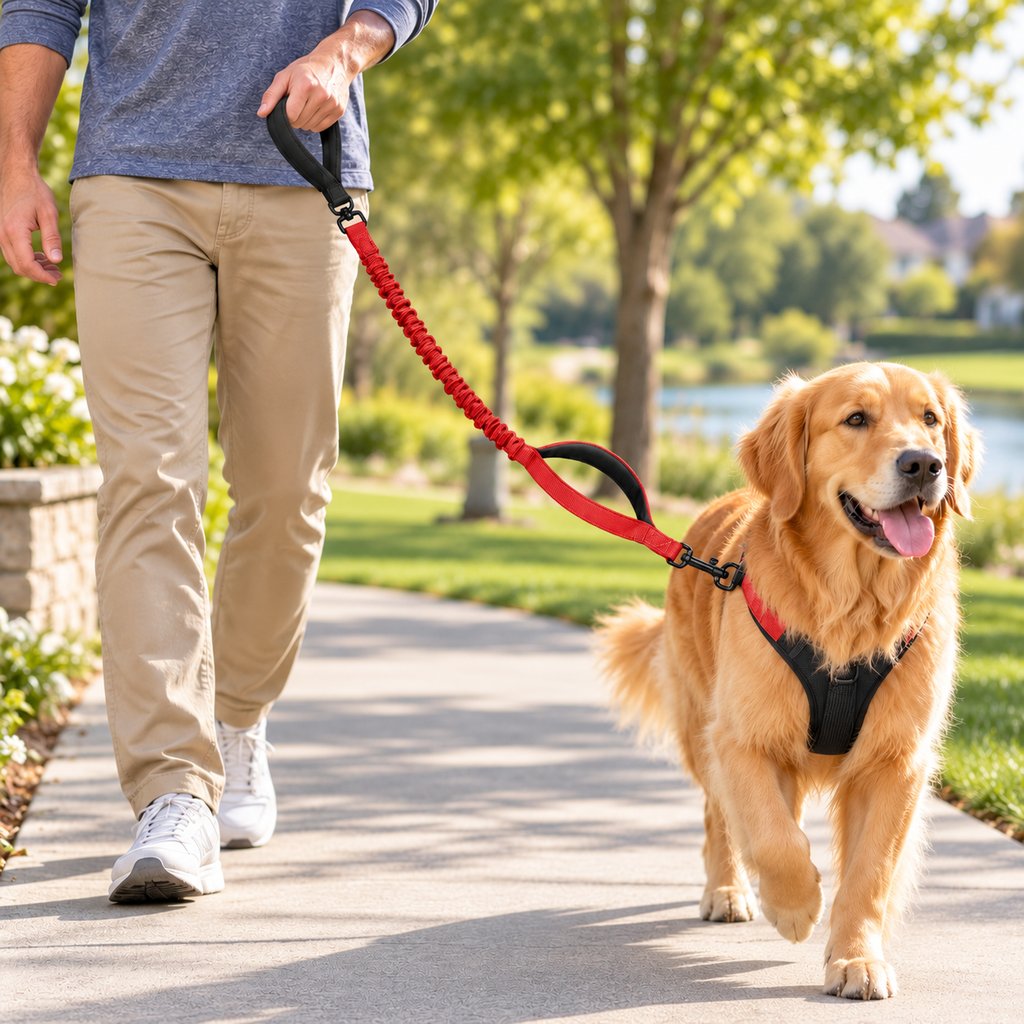 Dual Handle Bungee Dog Leash – Softer Pulls