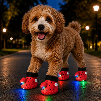 Step-Activated RGB Dog Boots – Light-Up Night Walks