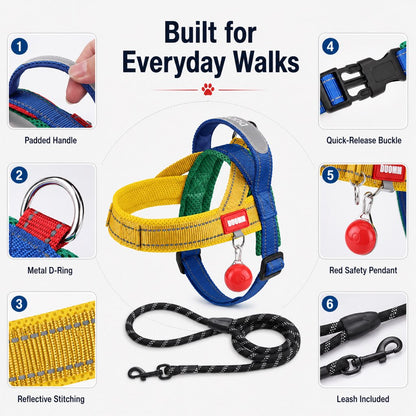 No-Choke Frenchie Harness & Leash Set – Reflective Control