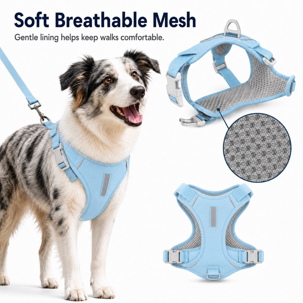 Reflective No-Pull Dog Harness – Safe Night Walks