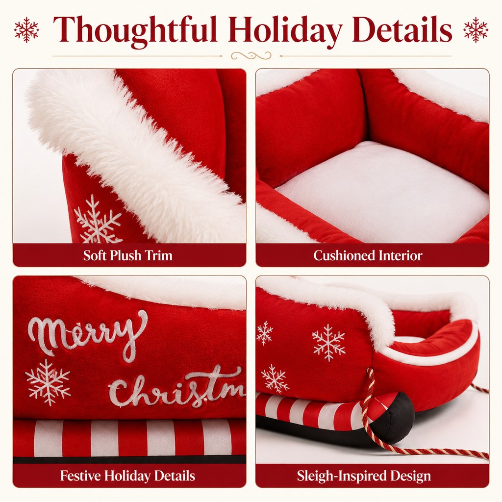 Christmas Sleigh Dog Bed – Cozy Festive Décor