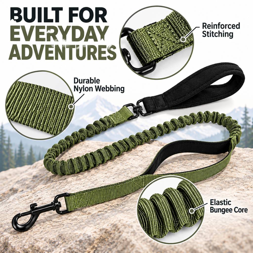 Dual Handle Bungee Dog Leash – Softer Pulls