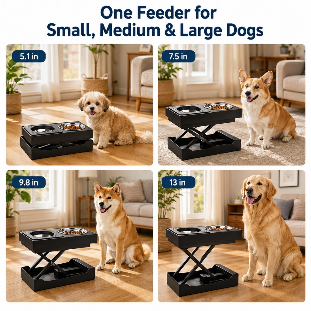 Remote-Control Dog Feeding Station – Adjustable Height