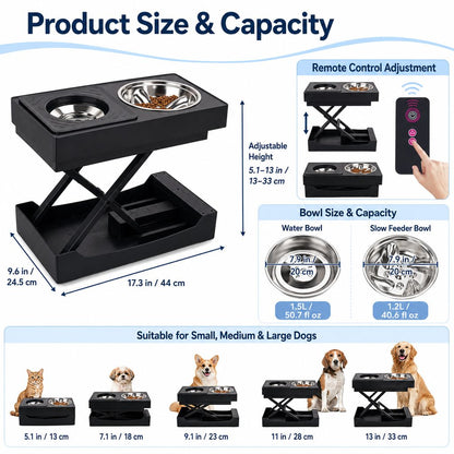 Remote-Control Dog Feeding Station – Adjustable Height