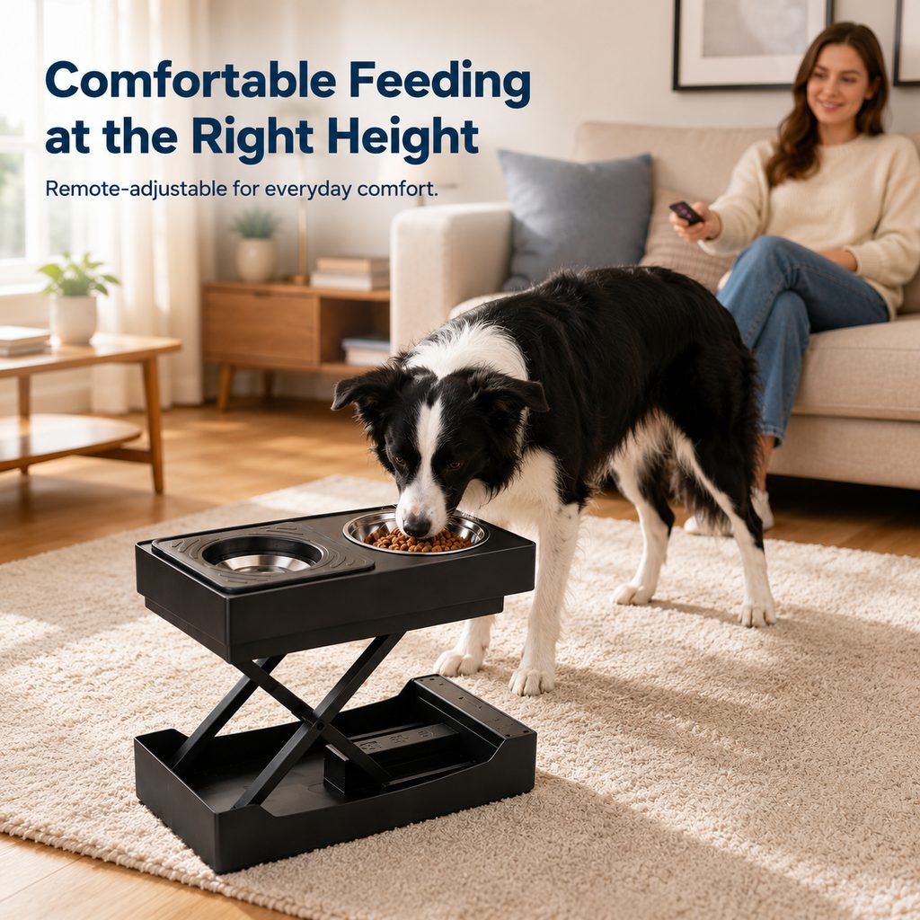 Remote-Control Dog Feeding Station – Adjustable Height