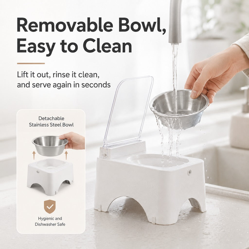Smart Auto-Opening Cat Bowl – Dustproof, Fresher Food