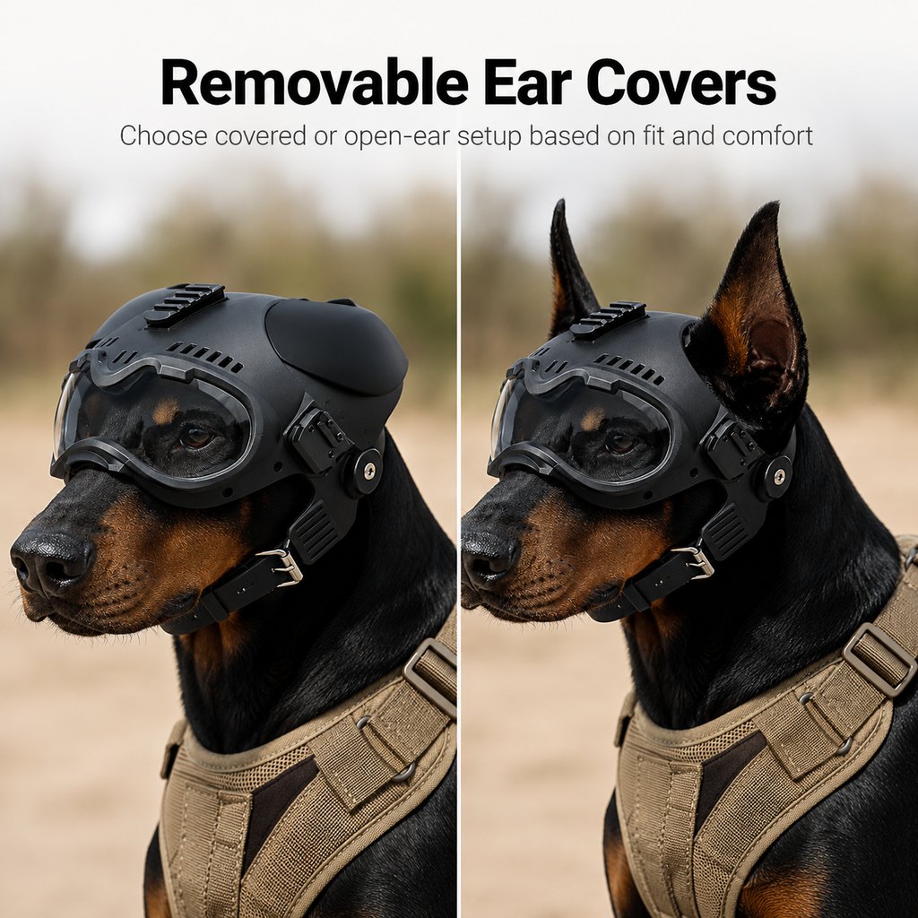 Tactical Dog Helmet with Goggles – Eye Protection Outdoors
