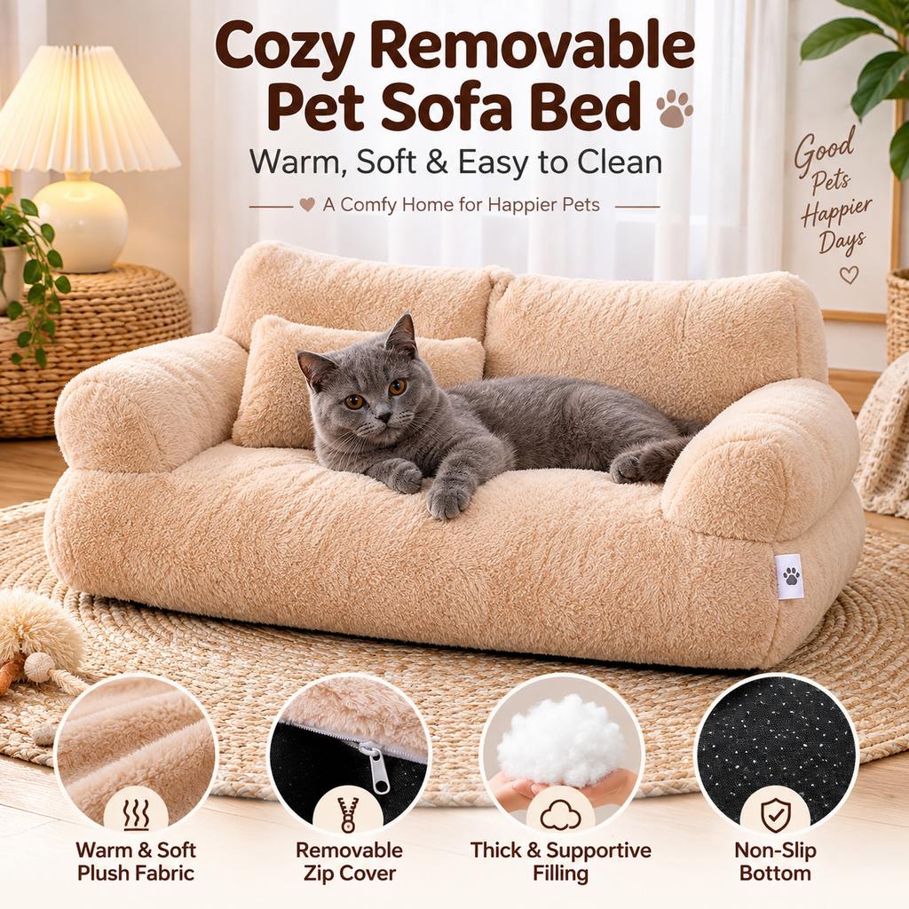 Plush Pet Sofa Bed – Removable & Washable
