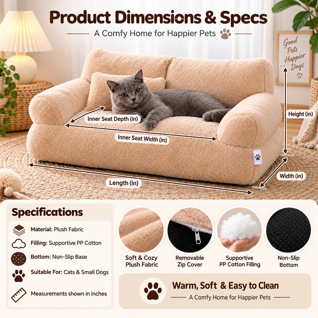 Plush Pet Sofa Bed – Removable & Washable