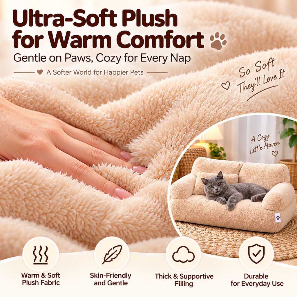 Plush Pet Sofa Bed – Removable & Washable