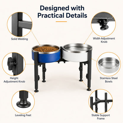 Adjustable Raised Dog Bowl Stand – No-Bend Meals