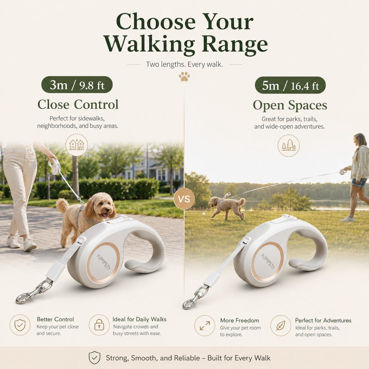 Retractable Dog Leash – Tangle-Free with One-Button Brake