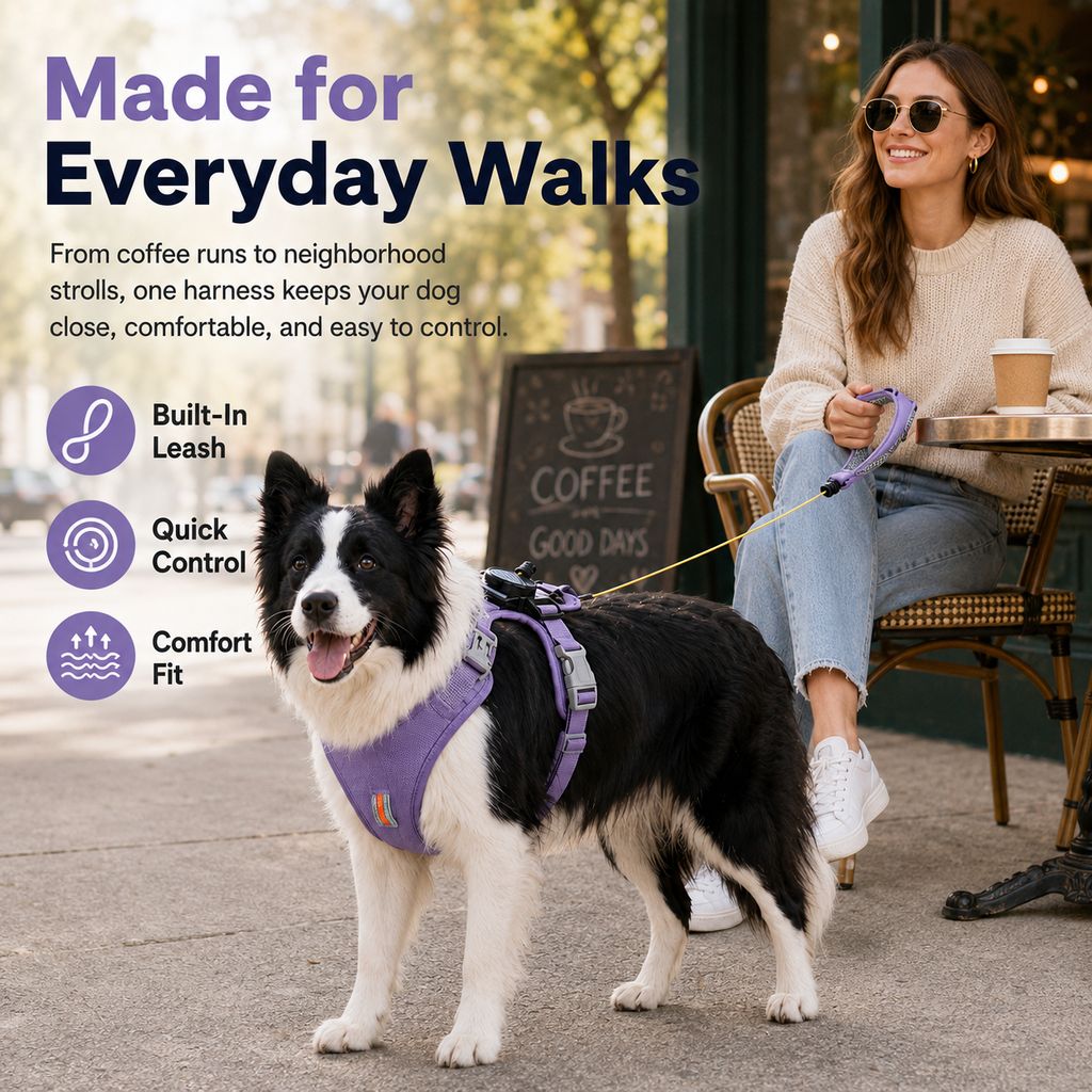2-in-1 No-Pull Harness – Built-In Retractable Leash