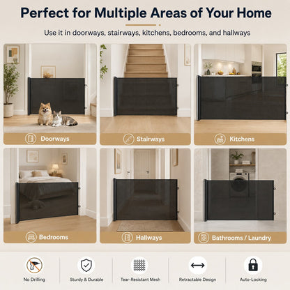 No-Drill Retractable Pet Gate – Blocks Off-Limit Areas