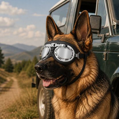 Retro Aviator Dog Goggles – Wind & Dust Shield