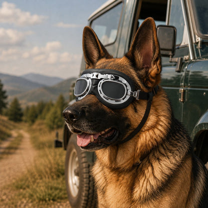 Retro Aviator Dog Goggles – Wind & Dust Shield