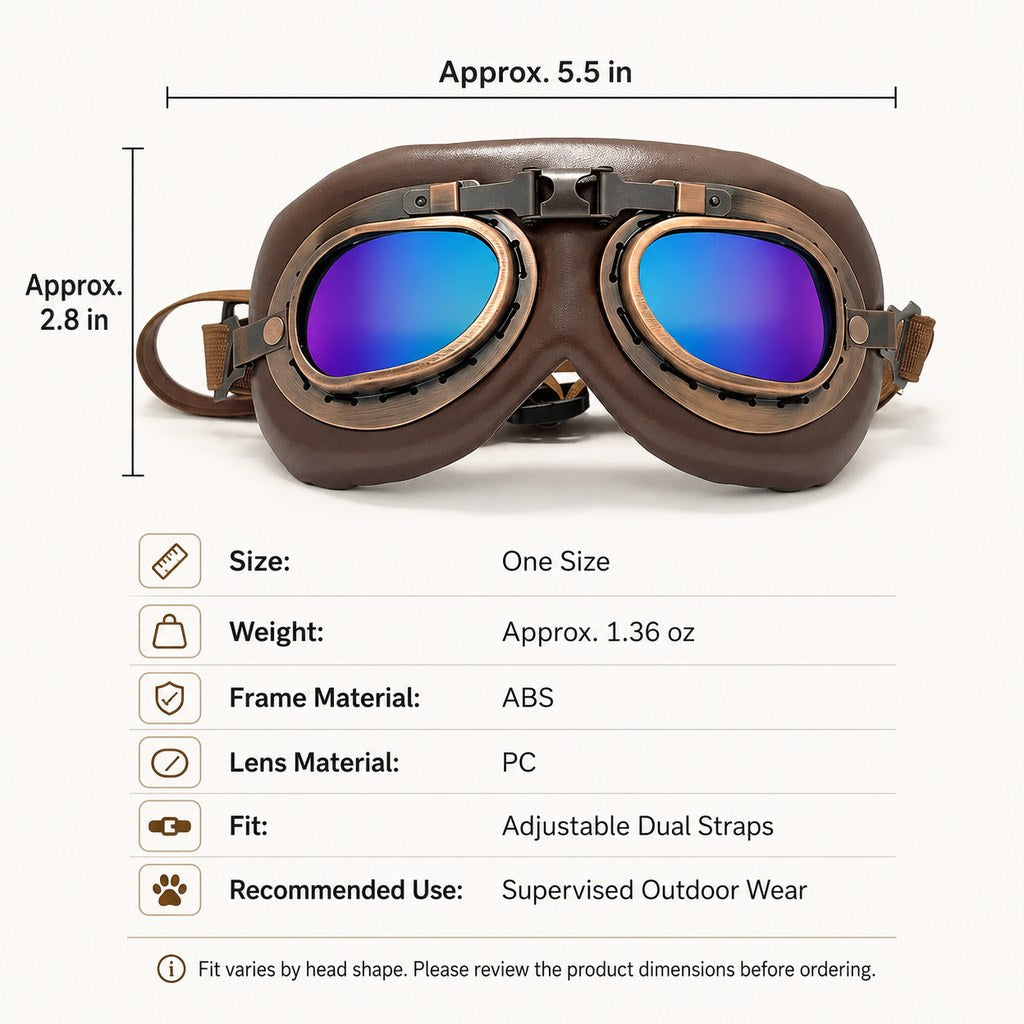 Retro Aviator Dog Goggles – Wind & Dust Shield
