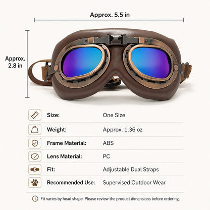 Retro Aviator Dog Goggles – Wind & Dust Shield
