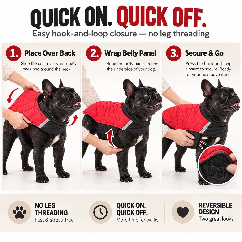 Reversible Quilted Dog Coat – Water-Resistant 2-in-1