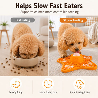 Rolling Ball Slow Feeder Lick Mat – Keeps Fast Eaters Busy