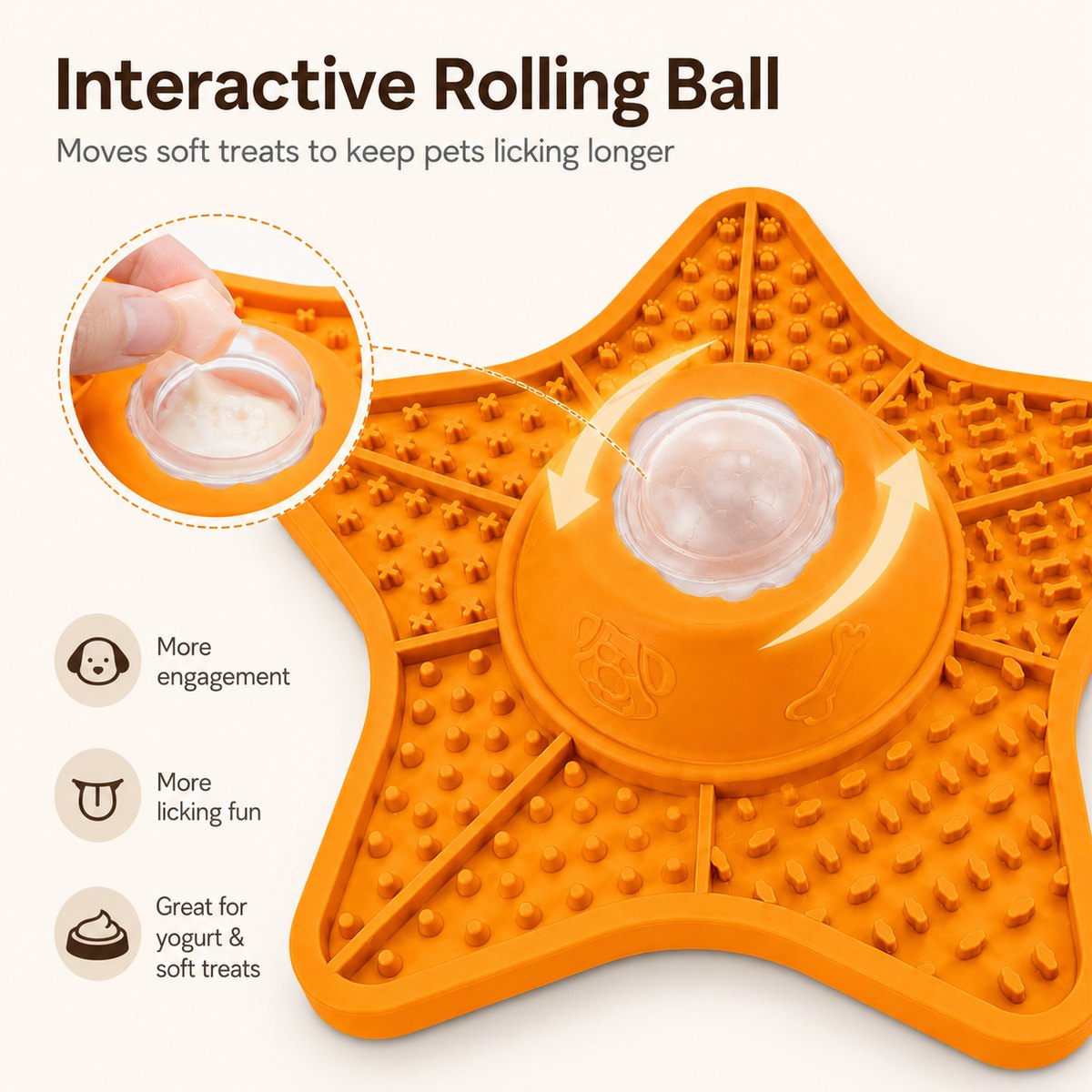 Rolling Ball Slow Feeder Lick Mat – Keeps Fast Eaters Busy