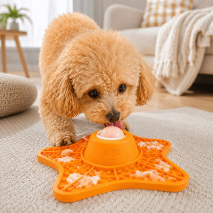 Rolling Ball Slow Feeder Lick Mat – Keeps Fast Eaters Busy